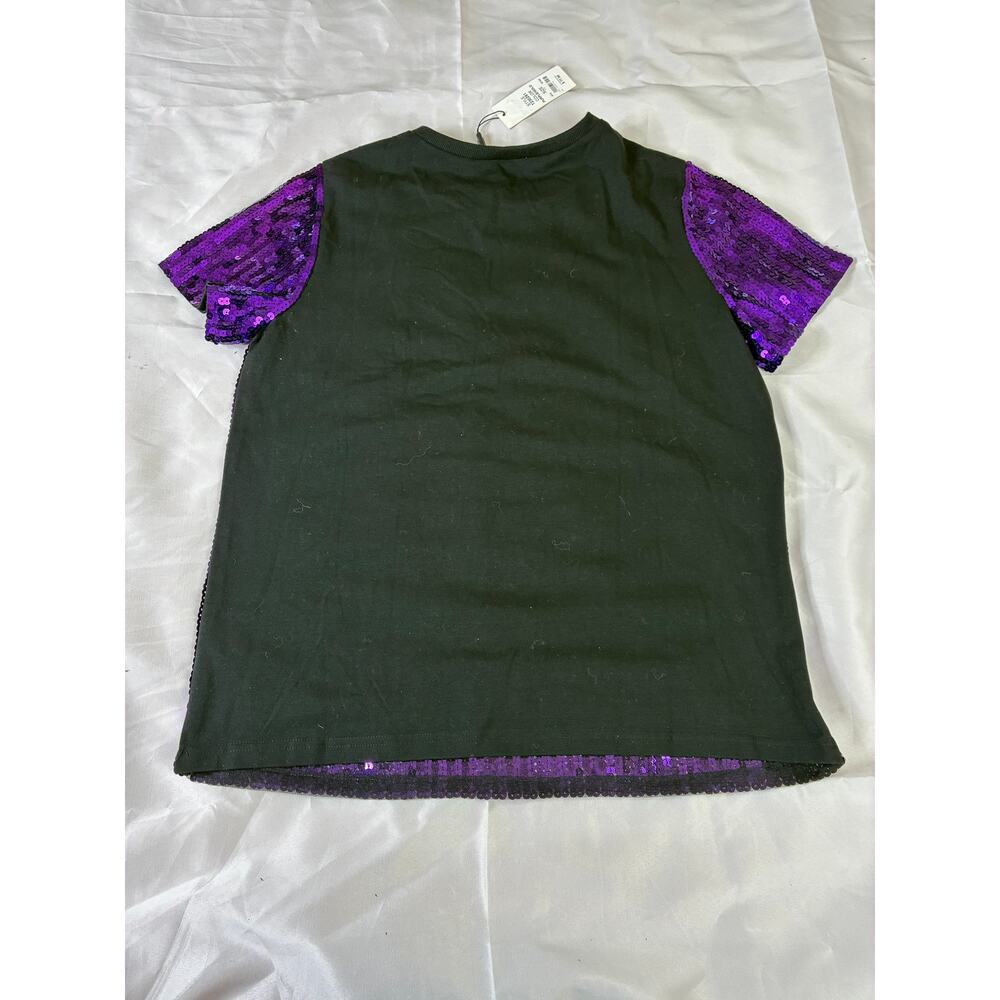 Why Dress Game Day Vibes Sequin Top Women's Medium Purple Gold NWT - Picture 2 of 3